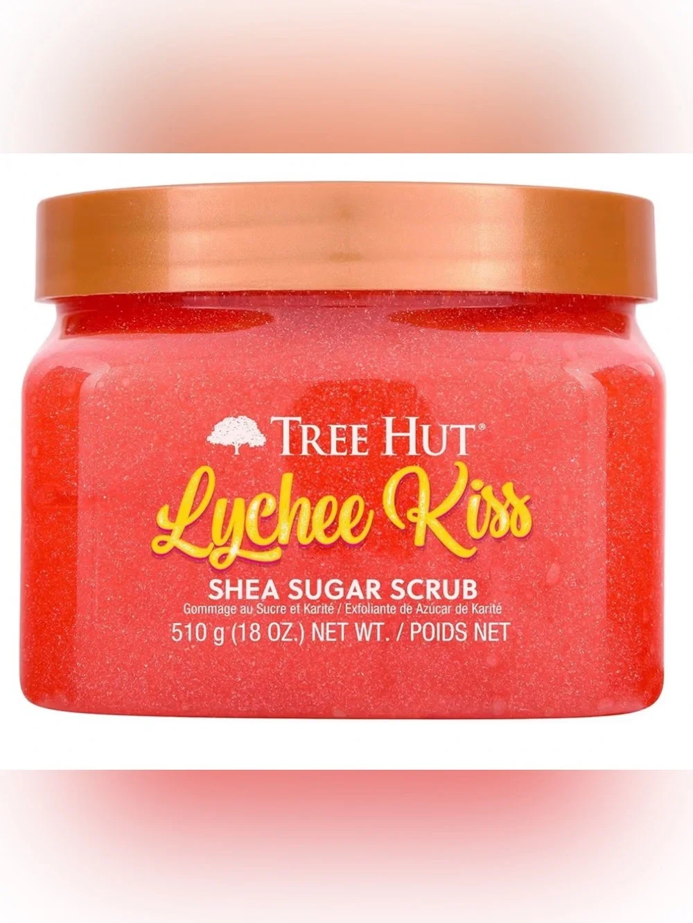 New Tree Hut Lychee Kiss Shea Butter Sugar Body Scrub, 18 oz